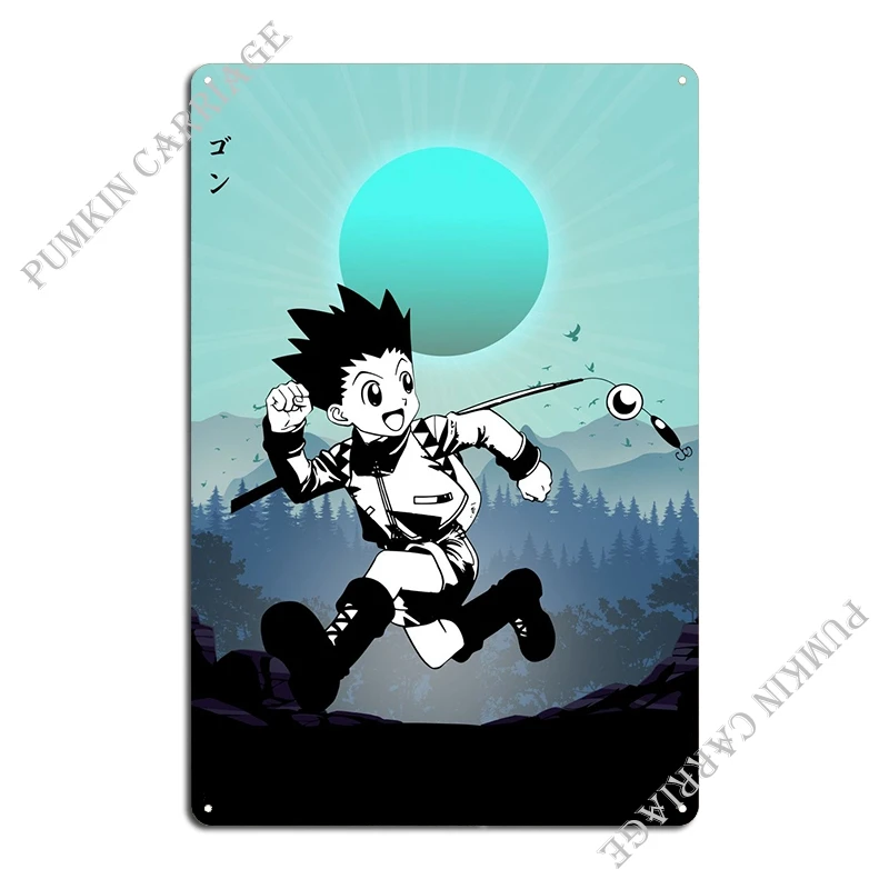 Gon Killua Hunter Anime Metal Sign Rusty Printing Designing Wall Mural Tin Sign Poster