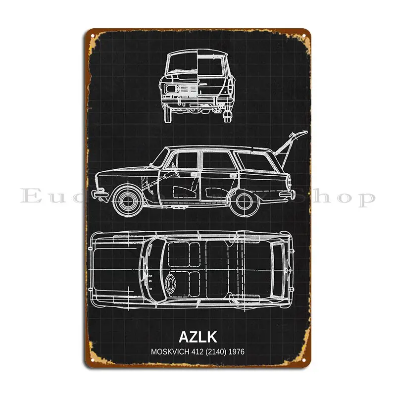 Azlk Moskvich 412 2140 1 Metal Sign Decoration Home Personalized Print Retro Tin Sign Poster