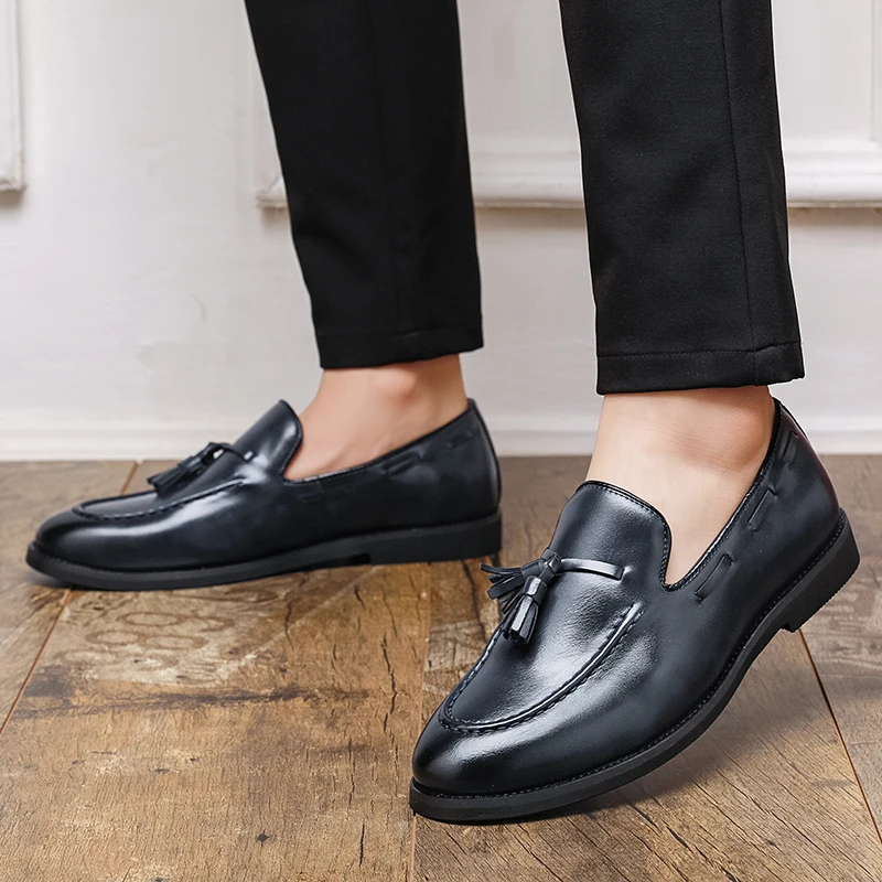 

Men's spring leather shoes Elegant and minimalist style Dress up party Business or work 38-46 loafers comfortable flats Hot