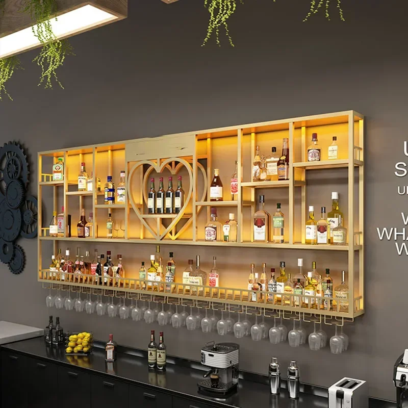 

Shelf Hanging Wine Cabinets Bottle Industrial Club Corner Bar Cabinets Buffet Display Metalic Botellero Vino Liquor Furniture