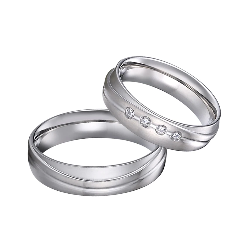 Alliance Wedding Rings For Men And Women White Color Stainless Steel Jewelry For Couple No Rust Or Fade