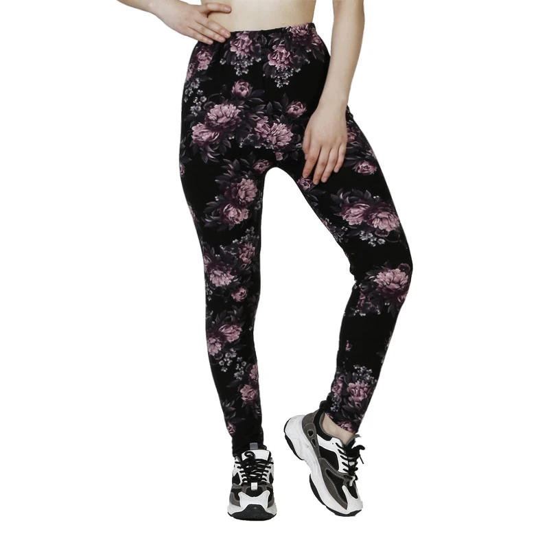 PD127 Wisteria Flower Matte Printed Leggings, Cherry Blossom Leggings, High Elasticity, Comfortable Casual Pants