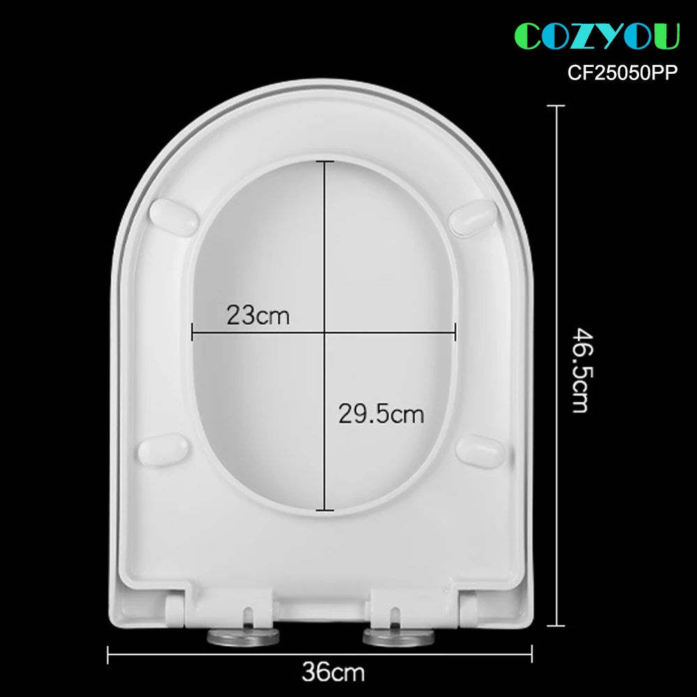 

Universal U Shape Elongated Slow Close WC Toilet Seats Cover Bowl Lid Top Mounted Quick Release PP Board Soft Closure CF25050PP