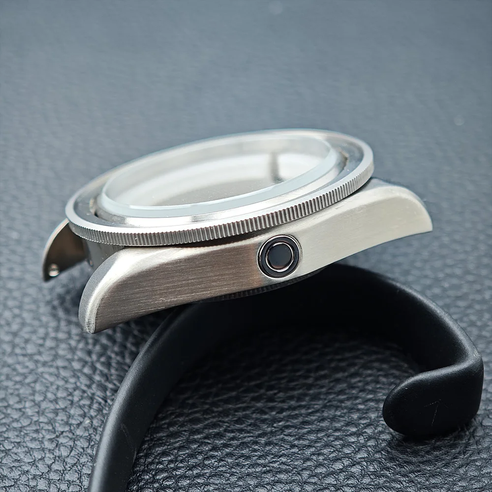 42.5 مللي متر حافظة جديدة تناسب M8215 حركة/القرص للرجال عالية الجودة حافظة فولاذية فضية ملحقات الساعة صندوق ساعة زجاج الياقوت