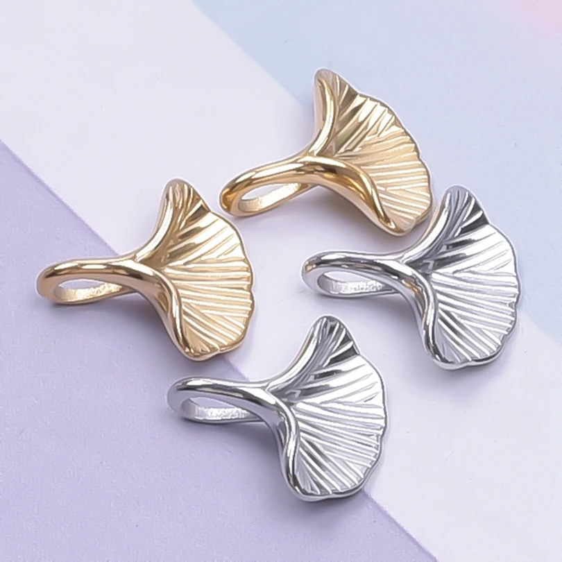 2pcs Stainless Steel Ginkgo Biloba Leaf Charms for Jewelry Making Supplies DIY Necklace Earrings Accessories Handmade Materials