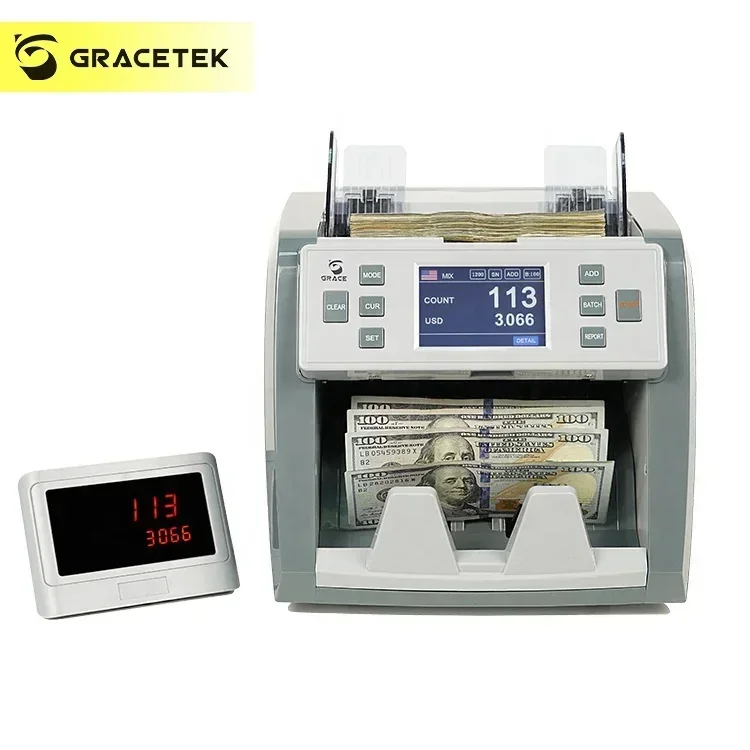 202620220V Dual CIS Bill Counter Money Checker Counting Money Machine Solution with LCD Display and Serial Number Printing
