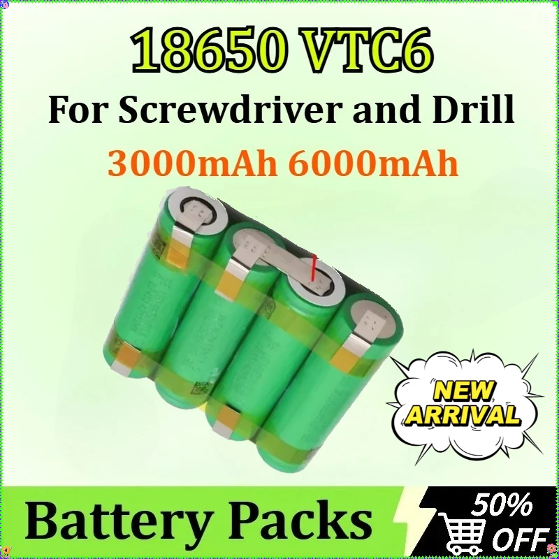 

High-quality 18650 Lithium-ion Battery Packs (2S1P-6S2P) for Screwdriver and Drill Battery Packs 18650 VTC6 3000mAh-6000mAh