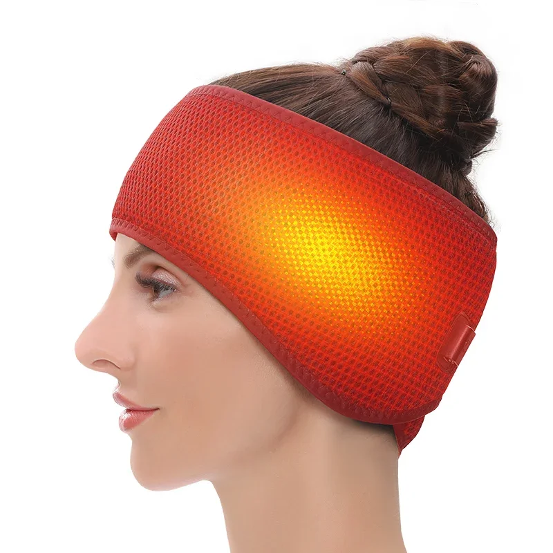 

Winter Full-Wrap Heated Headband 3 Heat Settings Head Warmth Migraine Relief Stress Reduction Better Sleep Adjustable Tightness
