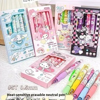 Sanrio 12Pcs Erasable Gel Pen Cartoon Set Kuromi Cinnamoroll Hello Kitty 0.5Mm Crystal Blue Press Pen Students Learn Stationery