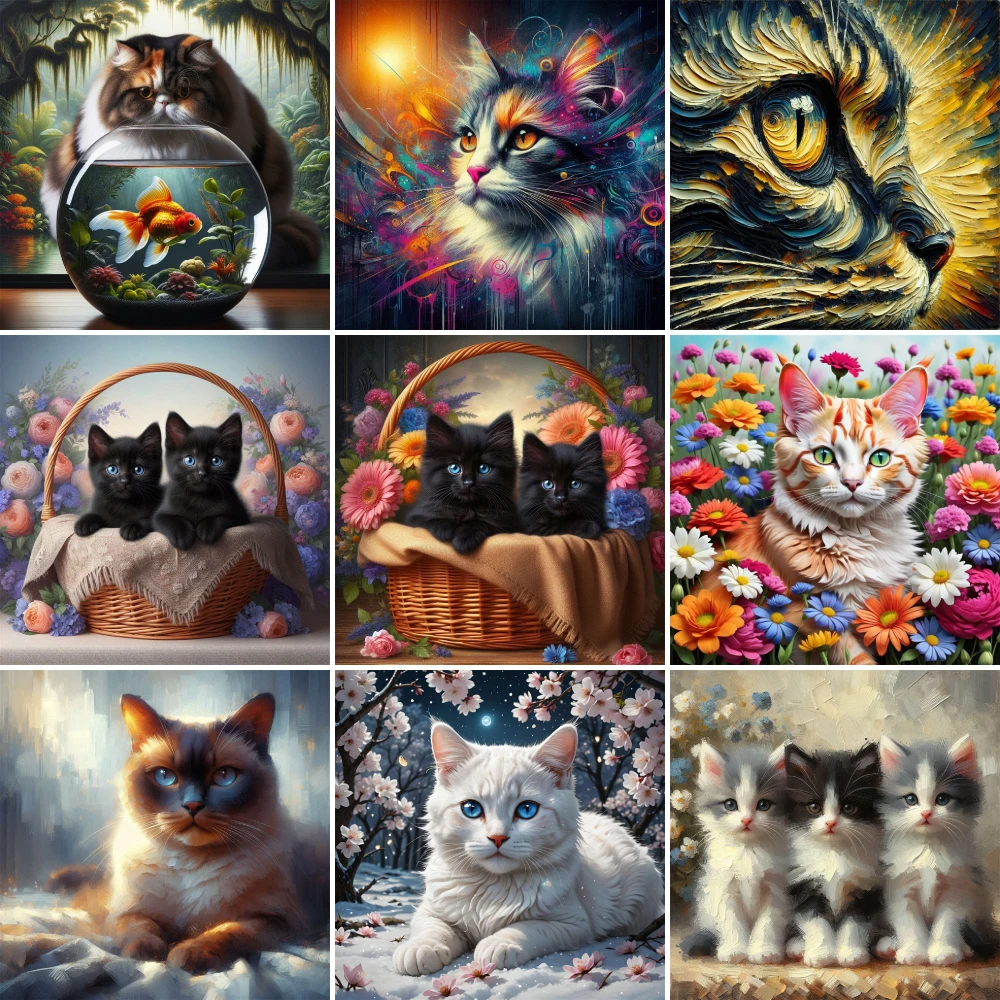 Animal Pet Cat Painting By Numbers Package Acrylic Paints 50*70 Oil Painting Loft Wall Picture For Children Handiwork Handicraft