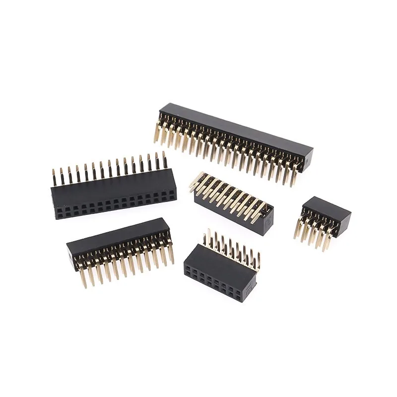 

1000pcs 1.27mm Spacing Right-angle Double Row Copper Pin Gold Plating Female Socket 2x2 3 4 5 6 7 8 10 40P Plastic Height 4.3mm