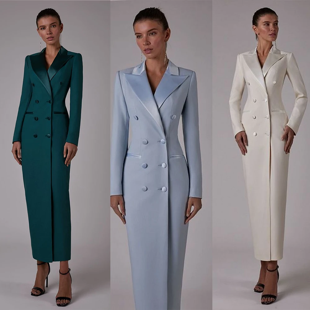 Traje largo de diseñador para mujer, Blazer de estilo largo para fiesta y graduación, 1 pieza hasta el tobillo, a medida, doble botonadura, ropa de oficina para mujer