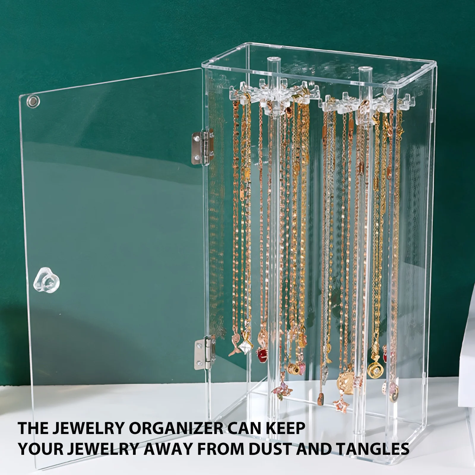 

Вращающаяся подставка для ожерелья, акриловый прозрачный органайзер для ювелирных изделий для ожерелья, серег, браслетов, подвесок для хранения