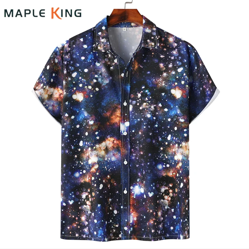 

Summer 3D Starry Sky Print Short Sleeve Shirts for Men Camisa Hawaiiana Hombre 2024 Fashion Mens Tops Loose Cardigan Streetwear