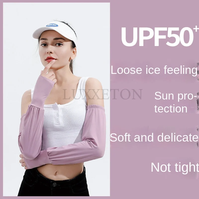 

Summer Long-sleeved Sun Protection Gloves Women Ice Silk Sleeve UV Thin Breathable Cycling Gloves Driving Arm Warmers Sleeves