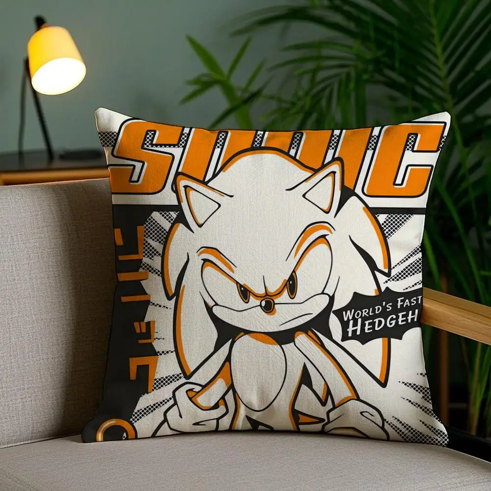 Cartoon S-SonicS Kissenbezug, Plüschstoff, weich, doppelseitig bedruckt, für Sofa, Schlafzimmer, Heimdekoration, feines Geschenk, Kissenhülle – Detail 16