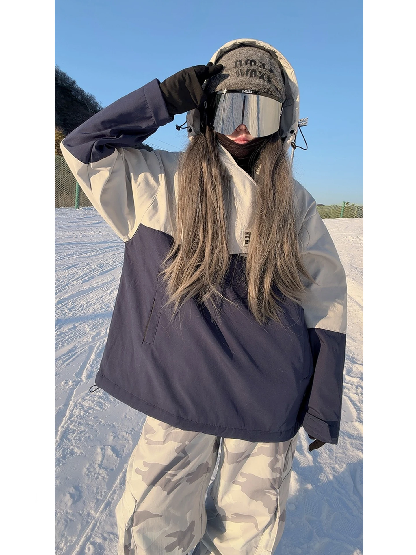 

Men's And Women's Winter Snowboard Suit Set Heavy Du Waterproof Outdoor American Camouflage Climbing Snow Pants Casual Spor...