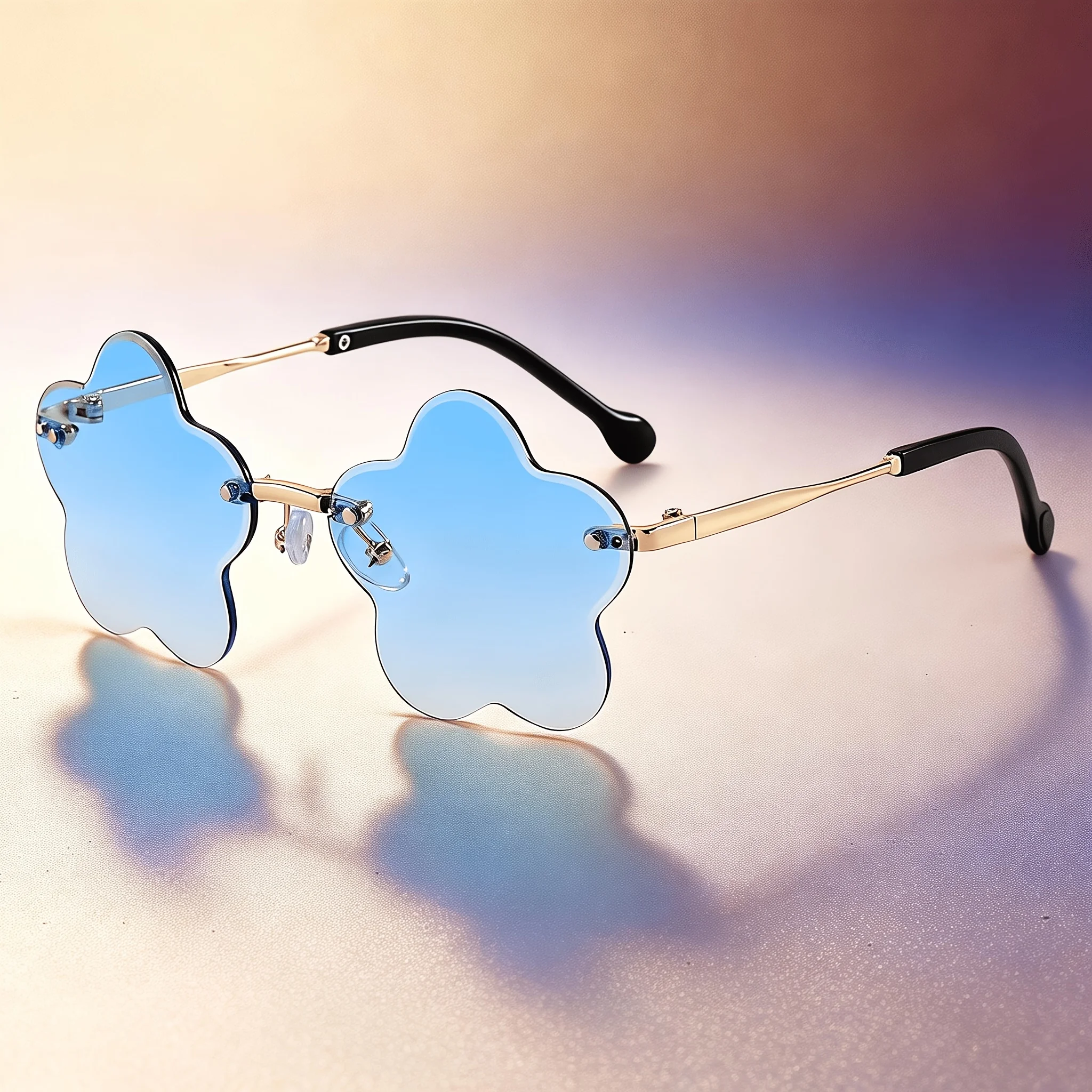 A Pair of Five-pointed Star-shaped Decorative Youngsters's Glasses, Playful, Sweet, and Adorable, with a Dreamy and Energetic Vibe. Suitable for Daily School Wear, Birthday Parties, Picnics, Family Dinners, and Friend Gatherings. Pairs Well