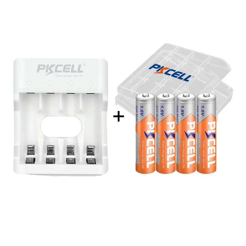 PKCELL 4PC 1.6V 900mWh Ni-Zn AAA Rechargeable Battery AAA Toys batteries pack with NiZn Battery Charger For NIZN AA/AAA Battery