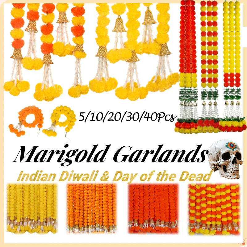5-50Pcs Marigold Flower Garland for Decoration Artificial Flowers product image