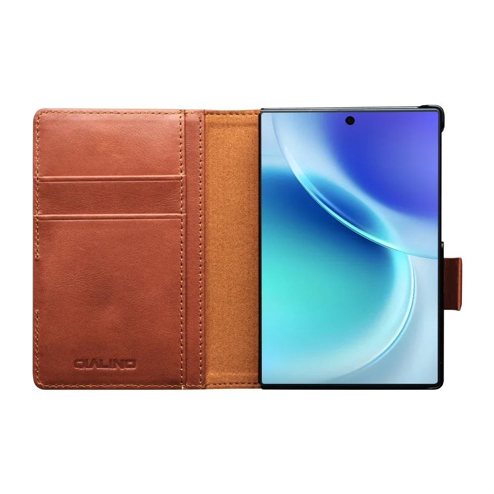 For Samsung Galaxy Z Fold8 Fold 8 Ultra Oil Wax Genuine Leather Flip Case With Card Slot Wallet Vintage Cowhide Cover For Fold8