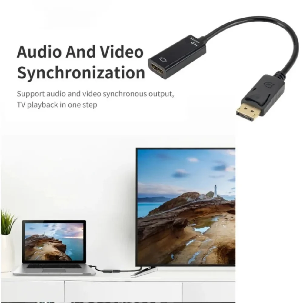 DP to HDMI Adapter 4K 60Hz DisplayPort to HDMI converter Male To Female transmission for PC laptop TV video multimedia playback