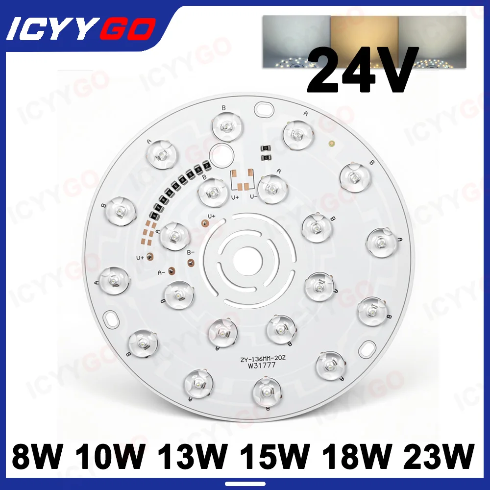 24V LED Light Panel 3W 18W 23W Light Source Round LED Patch 24V Light Panel With Lens White/Warm Light Dual-Color Light Change