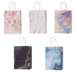 5Pcs Gift Bag Paper Bag Marble Design Handbag for Birthday Wedding Gift Party Decoration Packaging Supplies Handbag Diy Crafts