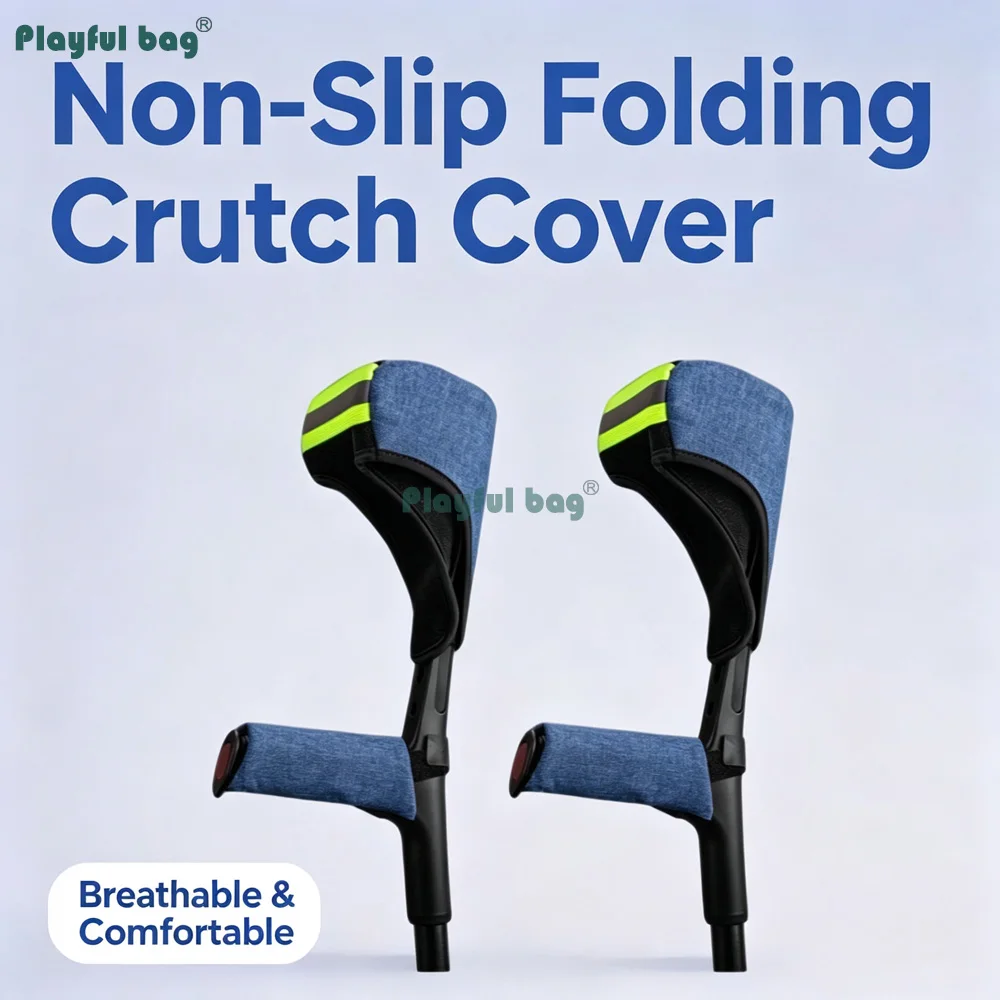 Universal Crutch Underarm Pad Cover Anti-Slip Shock-Absorbing Foam Sleeve Replacement Accessory for Foldable Crutches NA121