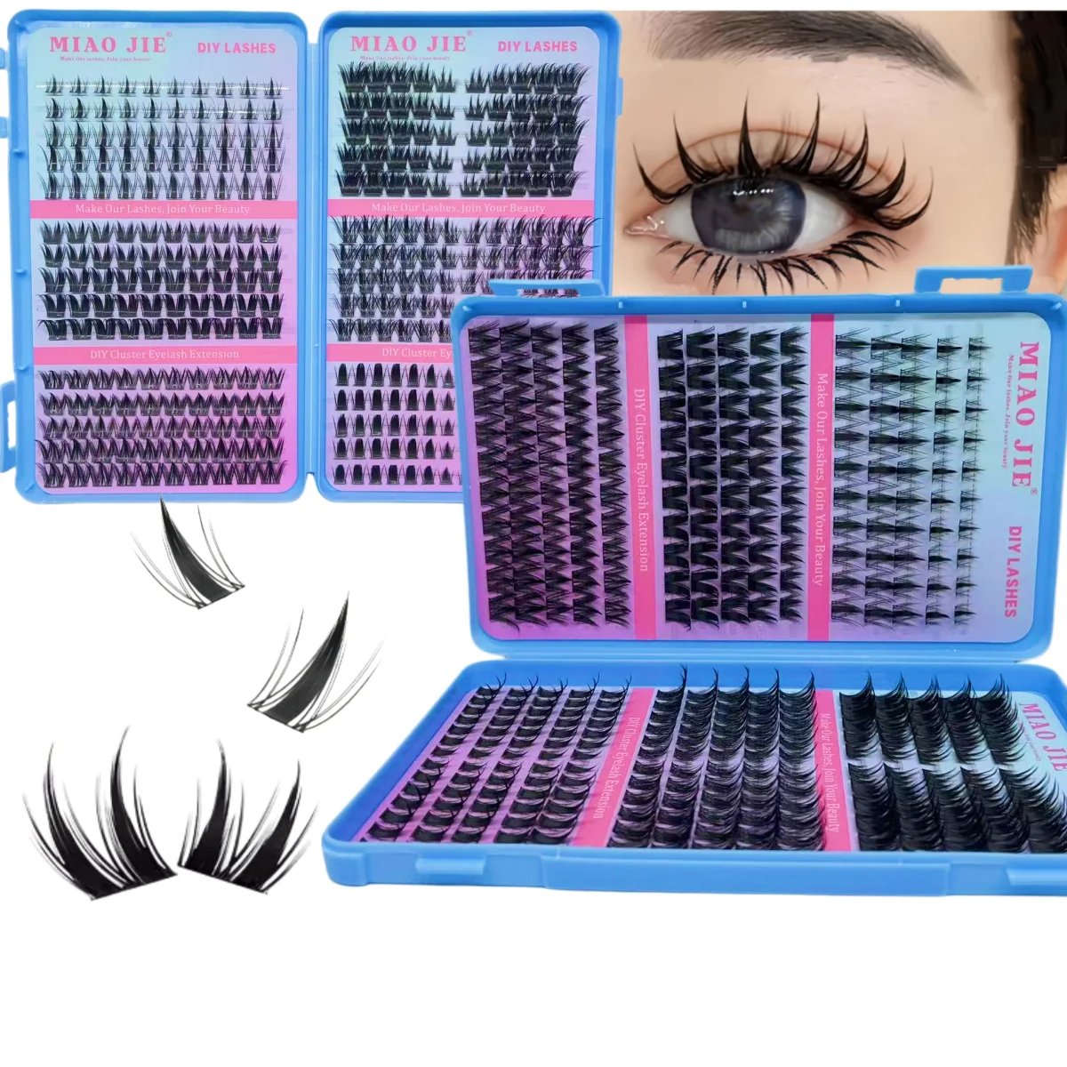 WINKLURE 32 Rows Segmented Eyelash Book Soft Cosplay False Eyelashes Clusters Mixed Set For Shopping Dating Daily Use