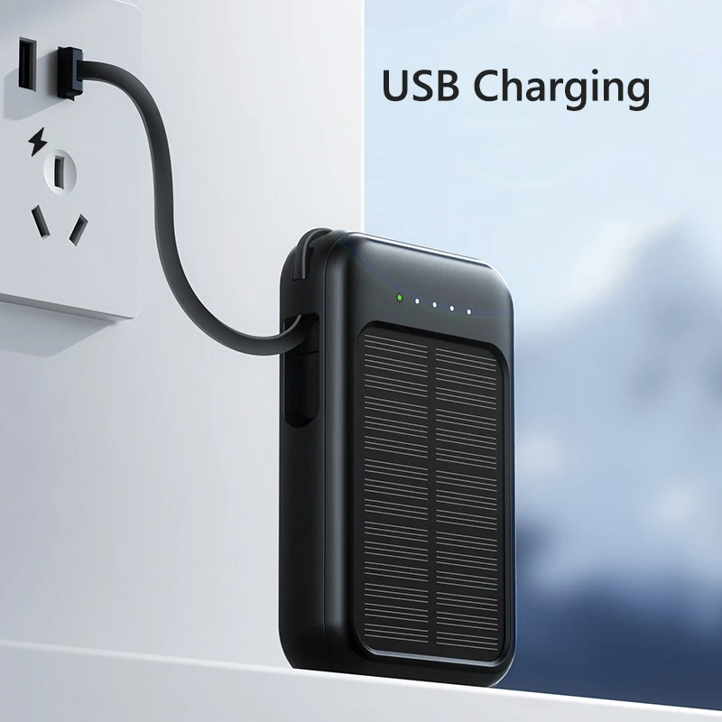 50000mAh Solar Power Bank Built Cables Solar Charger Poverbank 2 USB Port External Charger Mobile Phone Powerbank with LED Light - view 5