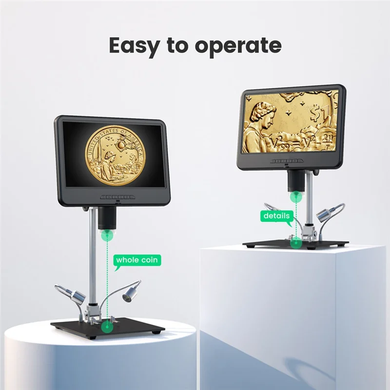 ABMO AD210 Digital Microscope 10.1 Inch Adjustable LCD For Electronics Microscope Tool PCB/SMD 1080P Soldering Microscopio