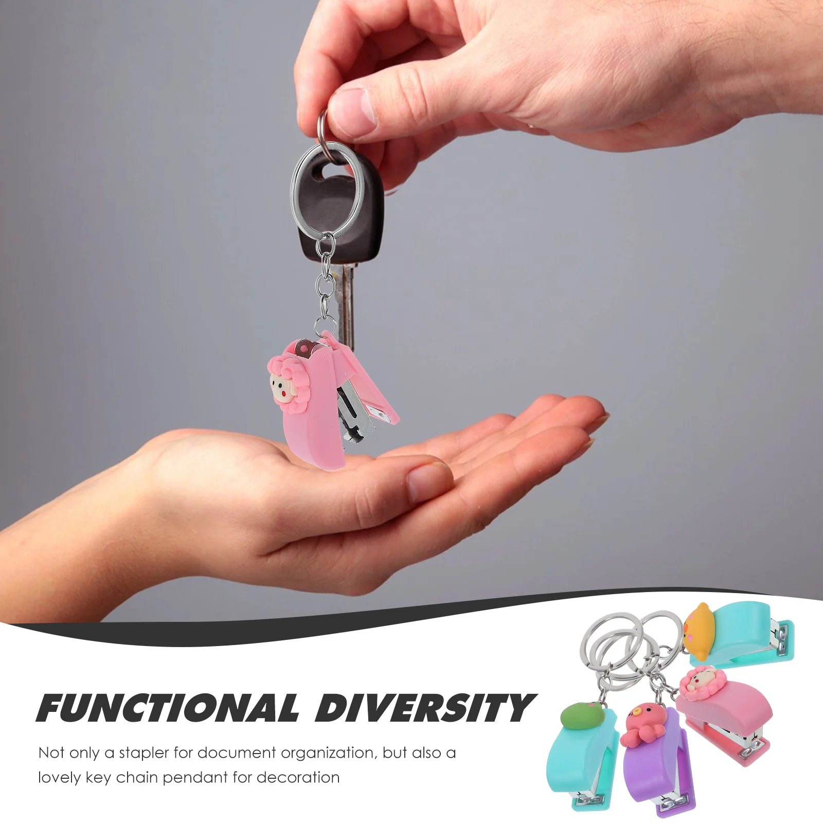 4Pcs Mini Animal Stapler Key Ring Cute Stationery Set for Office School Home Portable Staplers Student Gift Idea