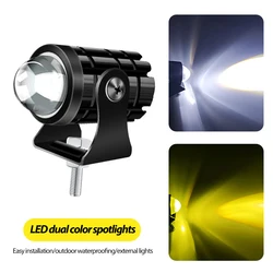 Super Bright Motorcycle LED Headlight Projector Lens LED Moto Truck Auxiliary Spotlight Motorcycle Headlamp Dual Color Fog Light