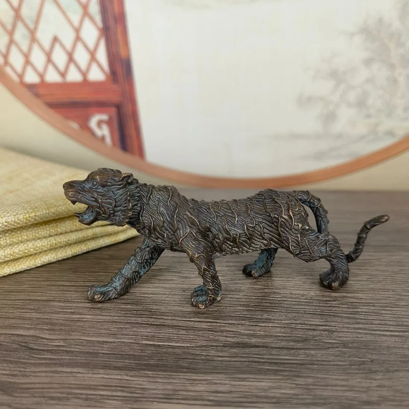 Tiger Decoration Mini Put Porcelin Study Room Decoration Pressure Paper and Pen on Tea Ornaments Animal Solid Copper Tiger