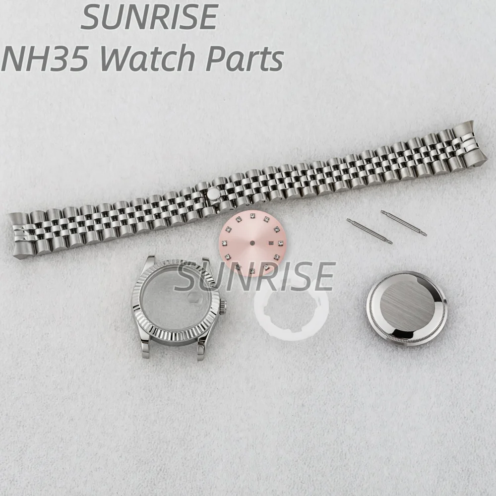 

33mm High Quality Solid Stainless Steel Lady Women's Watch Case Sapphire Glass Waterproof For Datejust NH05 Automatic Movement