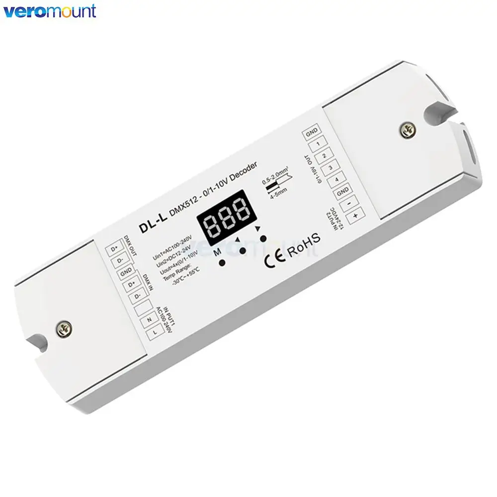 DL DL-L DMX512 to 4CH 0-10V 1-10V Decoder DMX512 Signal Converter 0-10V Dimmer DMX 512 Signal to 0-10V  for Single Color Strip