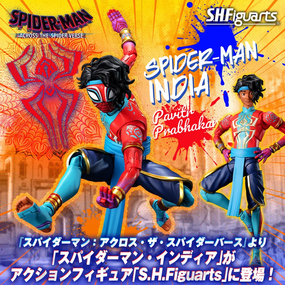 Original Bandai S.H.Figuarts SHF Spider-Man India Pavitr Prabhakar Anime Figure Punk Spider Man: Across The Spider Verse Toy