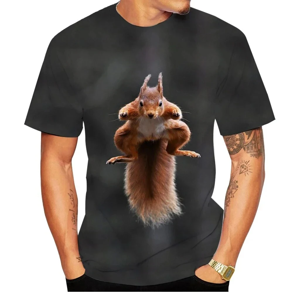 Fashion Summer Funny Squirrel 3D Print T-Shirts Streetwear Men Harajuku Casual Oversized O-Neck T Shirt Tees Tops Clothing