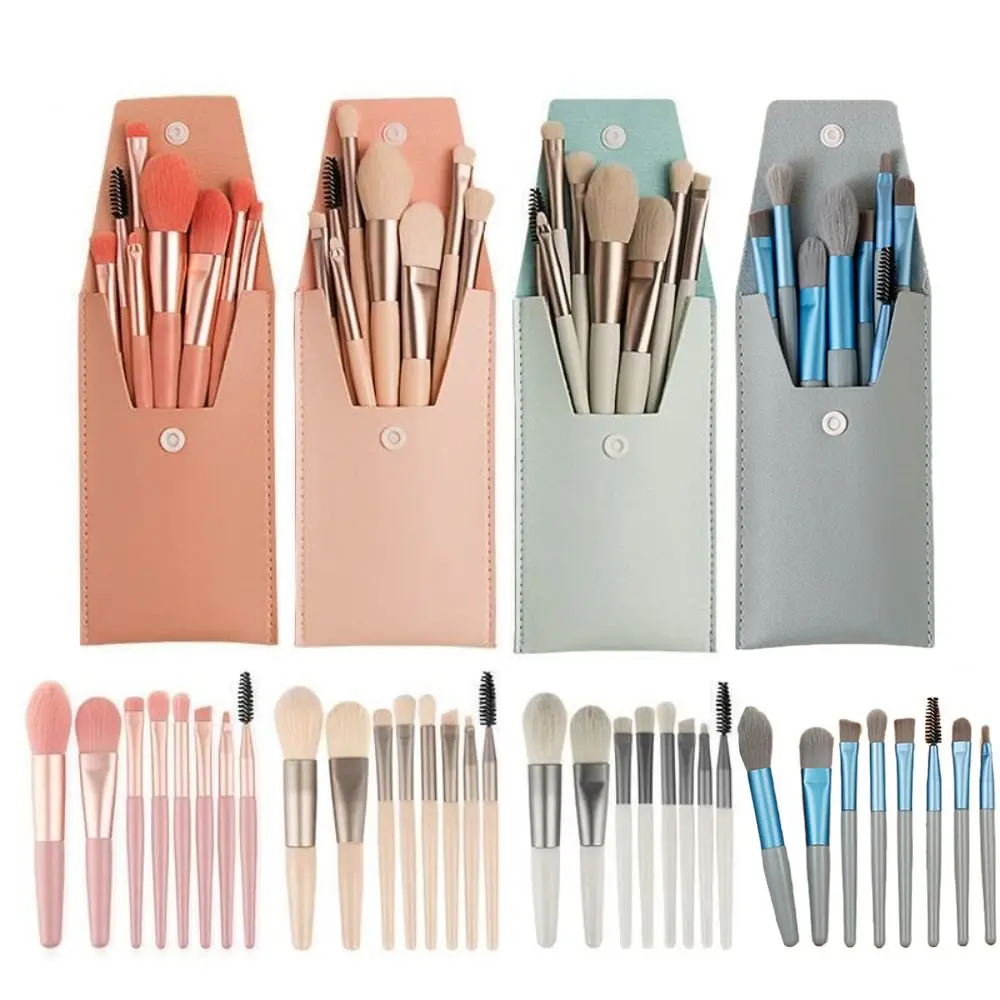 Set of 8 Soft Bristle Make Up Brushes Premium Synthetic Eye Facial Beauty Eyeshadow Brush With Bag Makeup Tools Makeup Beginners