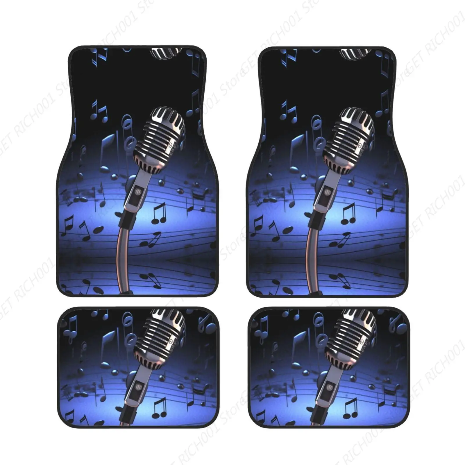 

Micrófono Con Notas Musicales, Alfombrilla Para Pies Coche Con Estampado, Juego 4-дековый интерьер Con Un Elegante Juego Alfo