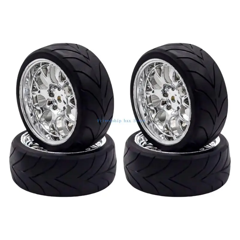 

F1CB 4PCS Racing Car Tyres с 12 -миллиметровым адаптером для 1/10 пульт дистанционного управления дрейфующим автомобильным