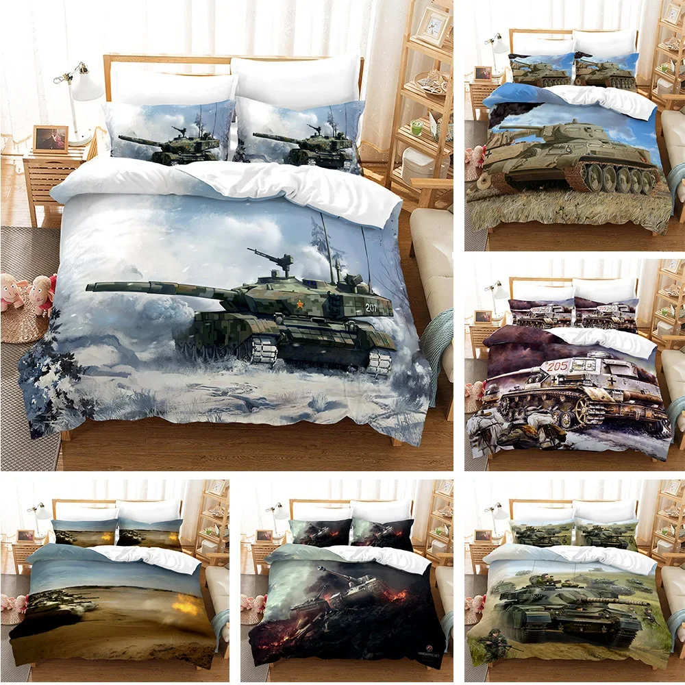 

3D War Weapon Tank Duvet Cover with Pillow Cover Bedding Set Single Double Twin Full Queen King Size Bed Set Boys Bedroom Decor