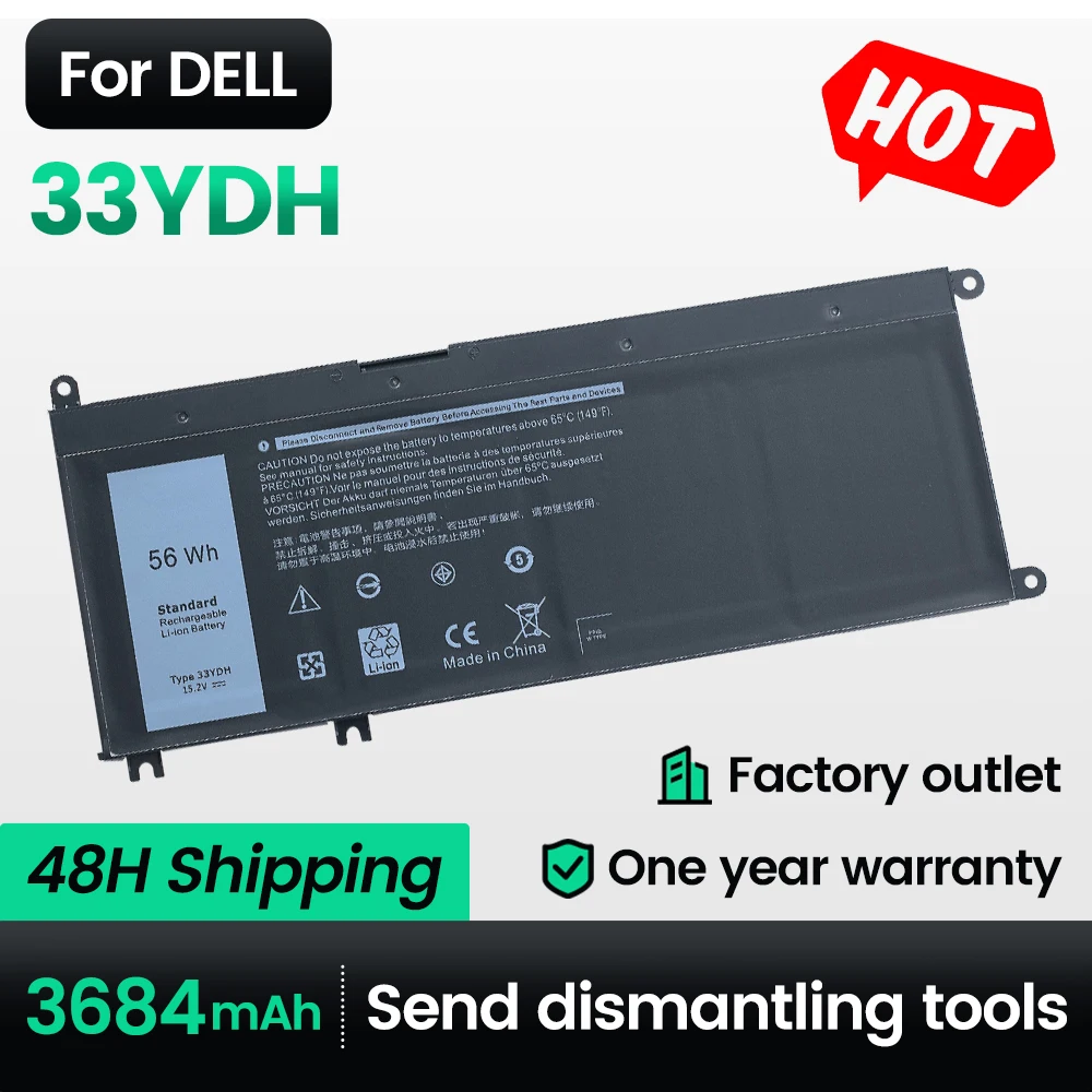 

Keyuan 33YDH Brand New Genuine 3380 56Wh Laptop Battery 3480 for Dell 3590 3580 Inspiron 15 17 7000