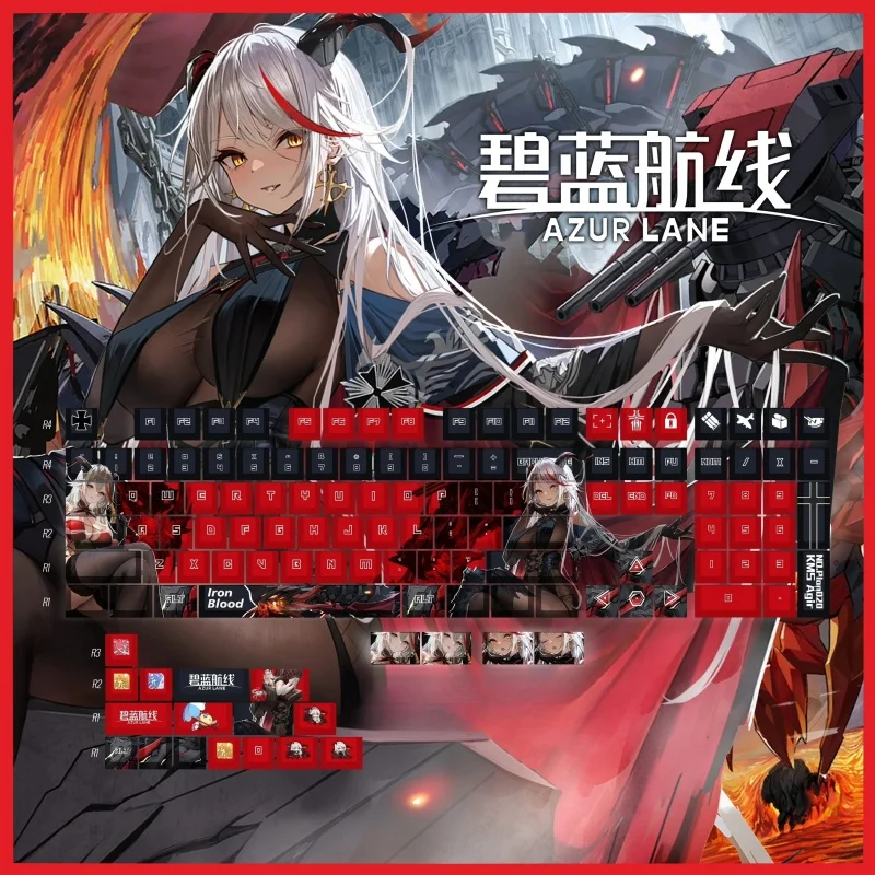 Azur Lane Aegir Mechanical Keyboard Caps Anime Game Player Peripheral Game Keyboard Pbt Keyboard Caps Holiday Gift