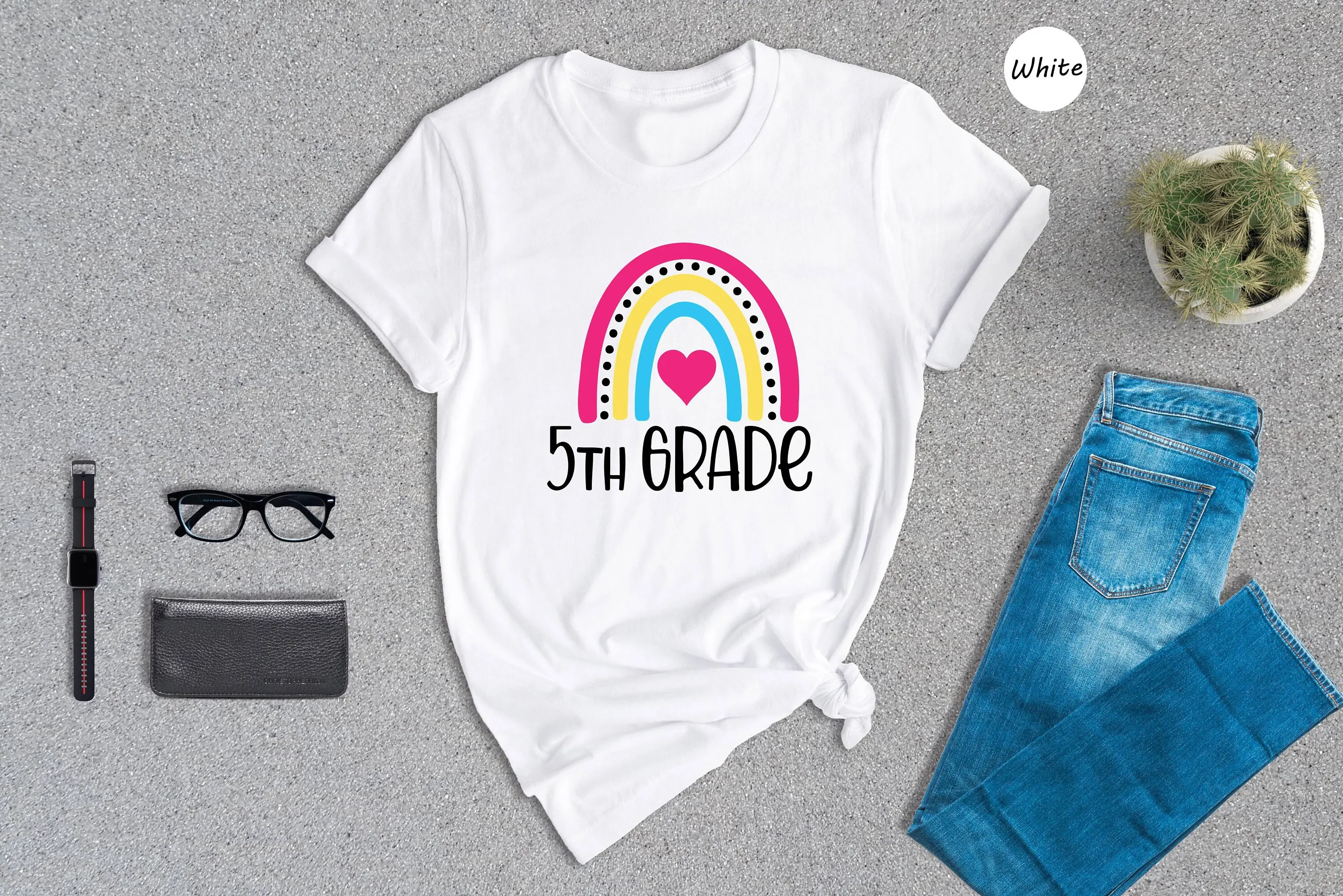 Rainbow Fifth Grade T Shirt First Day Of School Hello Back To Teacher Team