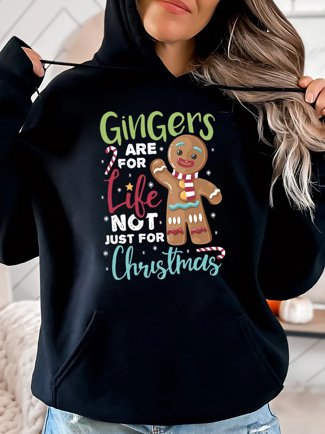 

Пряничный человечек Gingers Are for Life Not Just for Christmas Толстовка с принтом Женская зимняя праздничная повседневная одежда черного цвета больших размеров