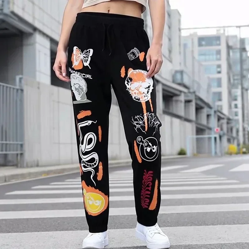 Women Sweatpants Joggers Autumn Winter 2026 Y2K Harajuku Cartoon Skull Printed Streetwear Sweatpants Pants Casual Sweatpants