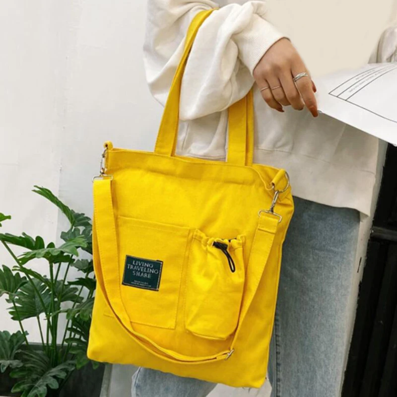 Women Canvas Bag New Design Zipper Shoulder Bag Female Reusable Large Capacity Shopper Tote Ladies Eco Cloth Shopping Bags