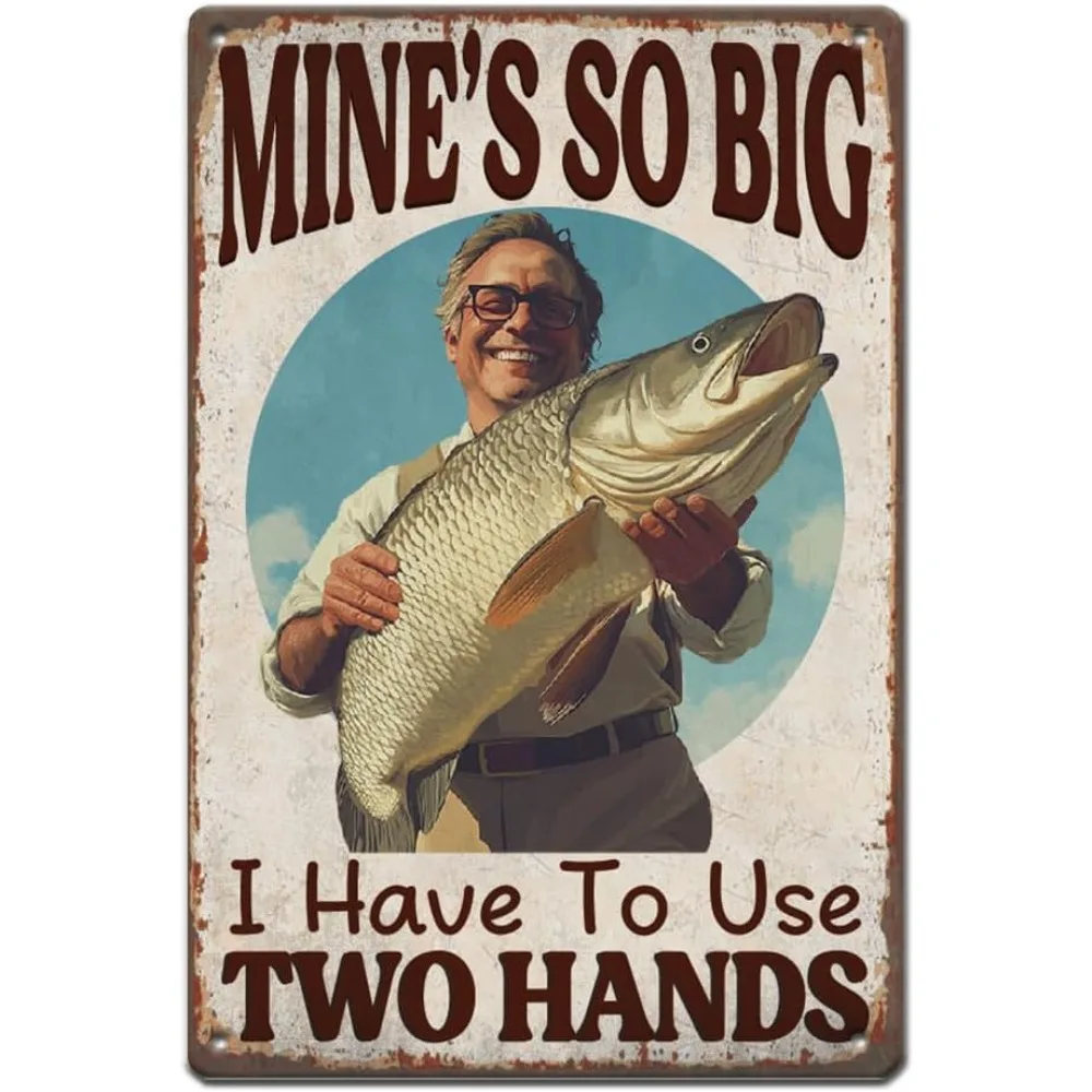 Fish Tin Sign Fishman Metal Tin Sign Fishing Quotes Sign and Plaque Fish Metal Wall Art Retro Art Poster for Man Cave Bedroom